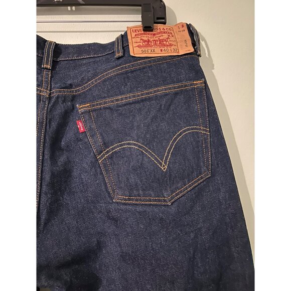 LEVIS 501XX Button Fly Raw Denim Dark Wash Straight Fit Men’s Jeans 40x32”. - Picture 14 of 15